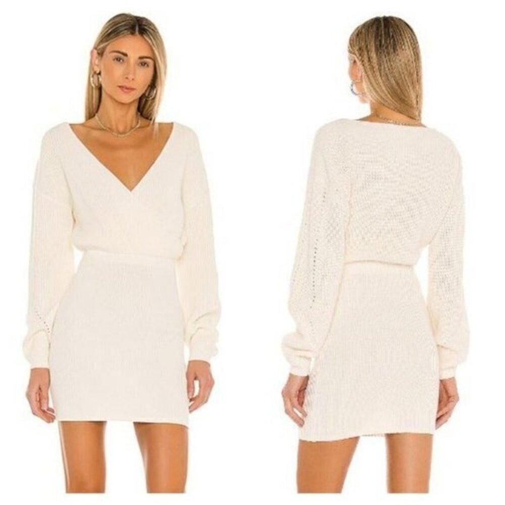 Tularosa Mia Surplice Mini Dress - Ivory